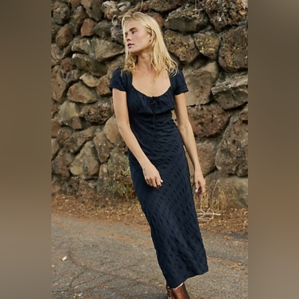 Free People Natalya Midi Dress Black size XS NWT